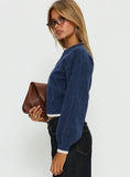 Amandi Zip Through Knit Jumper Navy Cream