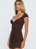 Baseline Cross Over Cap Sleeve Top Brown Pink