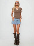 Nicolina Low Rise Denim Mini Skirt Ice Blue Wash