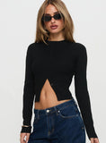 Suzu Long Sleeve Knit Top Black