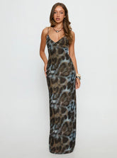 Saphrona V neck Maxi Dress Leopard