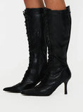 Creator Knee High Lace Up Boots Black