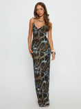 Saphrona V neck Maxi Dress Leopard