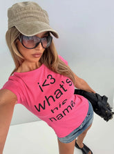 Whats His Name Graphic Top Hot Pink