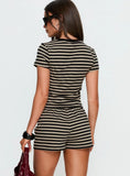 Settle Down Shorts Black Beige Stripe