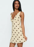 Nellie Mini Dress Lemon Brown Polka Dot