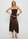 Vania Bead Detail Strapless Top Chocolate