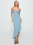 Fleuretta Embroidered Midi Dress Blue Brown
