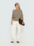 Keyes 3 4 Sleeve Off Shoulder Top Multi Stripe