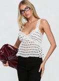 Raydon Lace Trim Cami Top White Black Polka