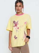 Wild Light Oversized Graphic Tee Yellow Pink