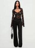 Karmel Lace Long Sleeve Top Black