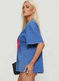 Linsay Oversized Graphic Tee Blue Pomegranate