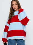 Bastien Crew Neck Knit Sweater Blue Red