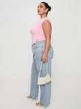 Fawcett High Rise Straight Leg Jeans Light Blue Wash Curve