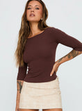 Elaia 3 4 Sleeve Top Chocolate