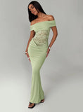 Gwendolen Off The Shoulder Maxi Dress Green