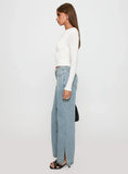 White Mustang Mid Rise Straight Leg Jean Light Blue
