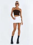 Zakai Cargo Denim Mini Skirt White