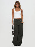 Bruiser Tie Waist Mid Rise Wide Leg Jeans Green