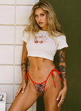 Beasley Tie Side Bikini Bottoms Red Leopard
