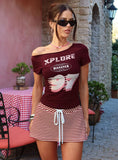 Bexi Textured Skort Red White Stripe