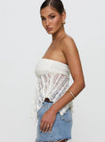 You Were Right Strapless Textured Top Cream