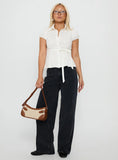 Kavira Tie Bust Short Sleeve Shirt White