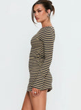 Bryanna Long Sleeve Mini Dress Yellow Navy