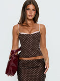 Somani Layered Corset Top Brown Pink Polka Dot