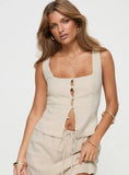 Zenda Linen Blend Top Beige