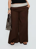 Past Life Fold Over Waistband Pant Brown Stripe Curve