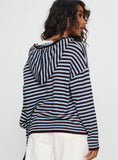 Brienna Zip Jacket Burgundy Blue Stripe
