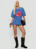 Linsay Oversized Graphic Tee Blue Pomegranate