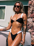 Siamese Bikini Top Black White