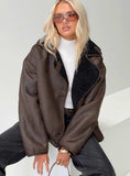 Nunez Faux Leather Jacket Washed Brown Black