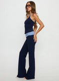Kobee Jersey Flare Pants Navy Light Blue