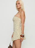 Delamere Mini Dress Yellow Brown Polka Dot