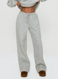 Princess Polly Wide Leg Track Pant Bubble Text Grey Marle Green