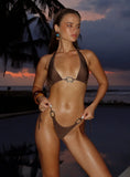 Fianna Halter Hardware Bikini Top Brown