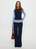 Kobee Jersey Long Sleeve Layering Top Navy Light Blue