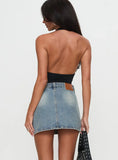 Precious Cargo Denim Mini Skirt Light Blue Wash