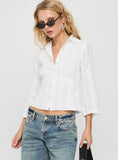 Taelynn 3 4 Sleeve Button Up Shirt White