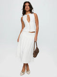 Alissea Keyhole Linen Blend Top White