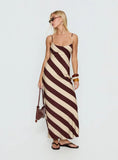 Rhodie Scoop Maxi Dress Brown Cream Stripe