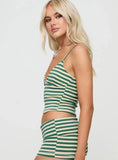 Miztaray Cami Top Green Cream Stripe