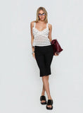 Raydon Lace Trim Cami Top White Black Polka