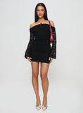 Fable Long Sleeve Off Shoulder Mini Dress Black