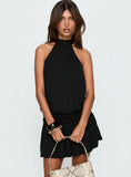 Lealeia Halter Slouch Mini Dress Black