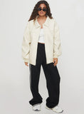 Goldsmith Faux Leather Bomber Jacket Cream